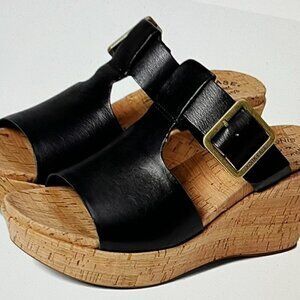 Kork-Ease Womens Andi Black Sandals Size 10